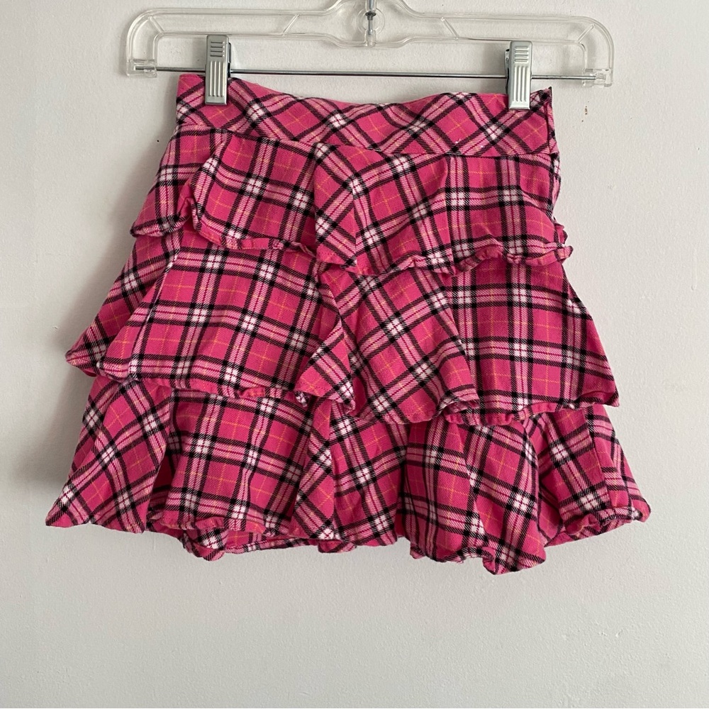 Gymboree Pink Plaid Ruffle Skort: Size 8